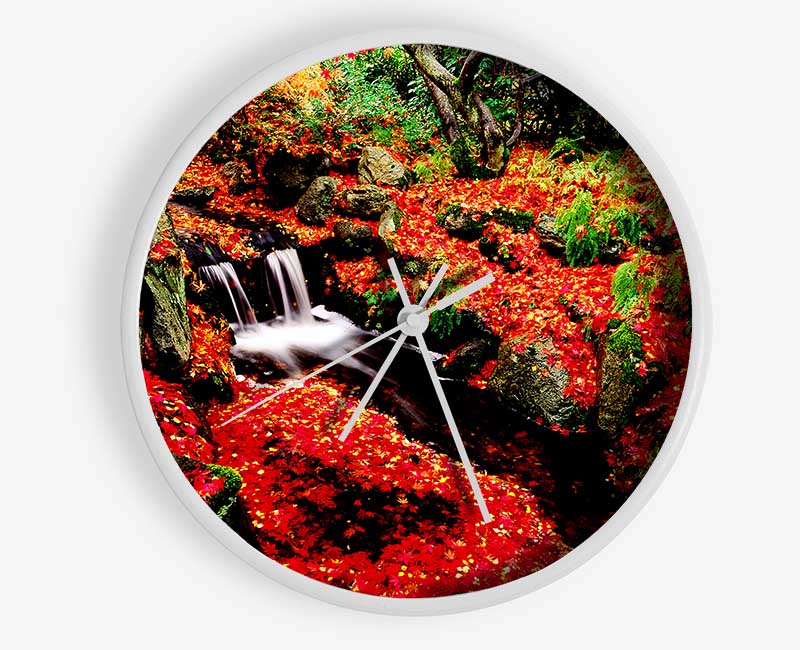 Red Winter Waterfall Clock - Wallart-Direct UK