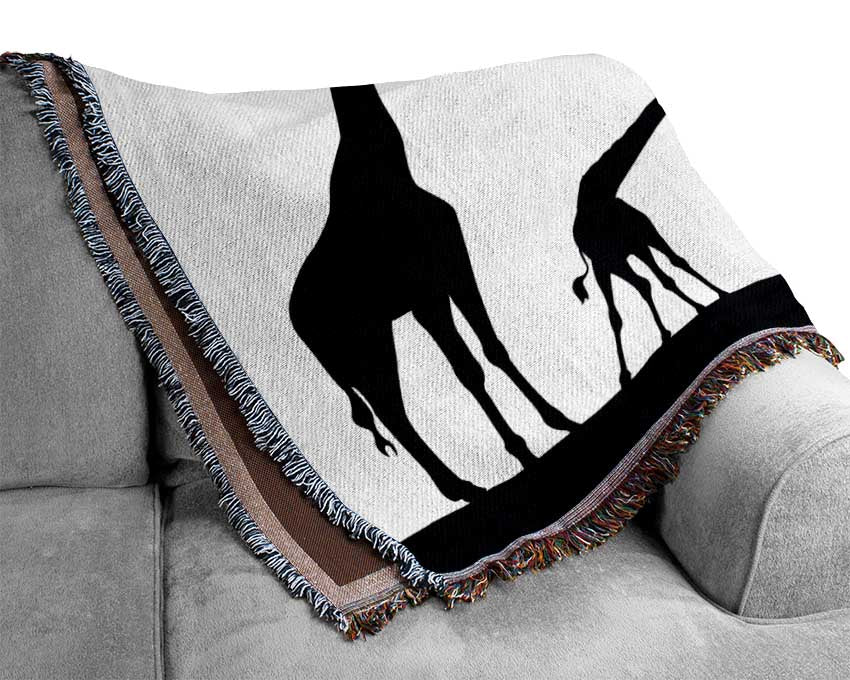 Giraffe Silhouette Woven Blanket