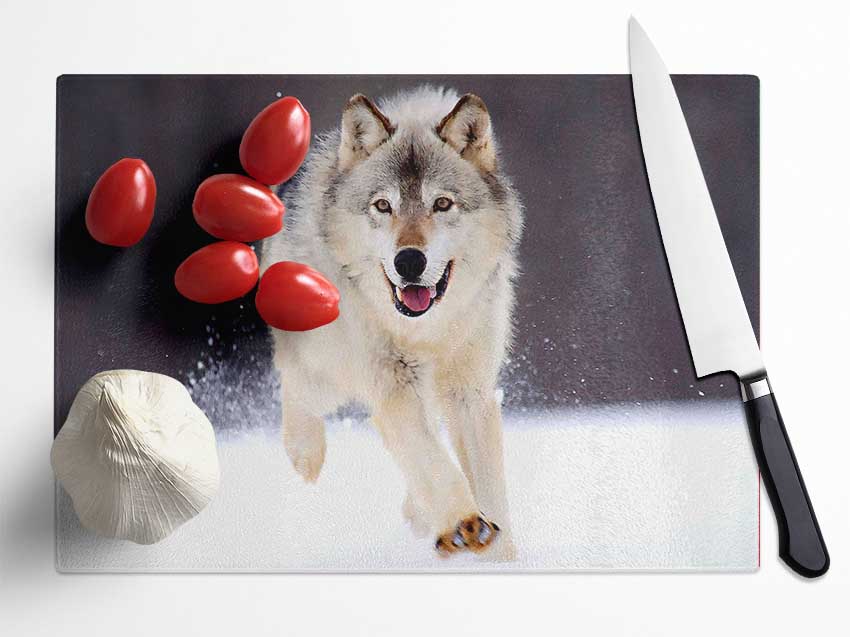 Gray Wolf Minnesota Glass Chopping Board