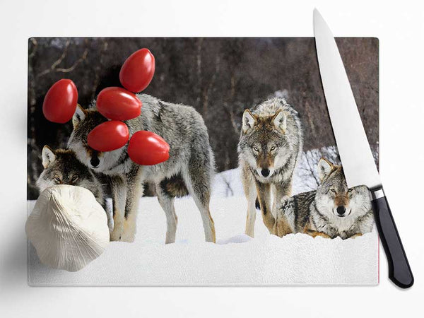 Gray Wolves Norway Glass Chopping Board