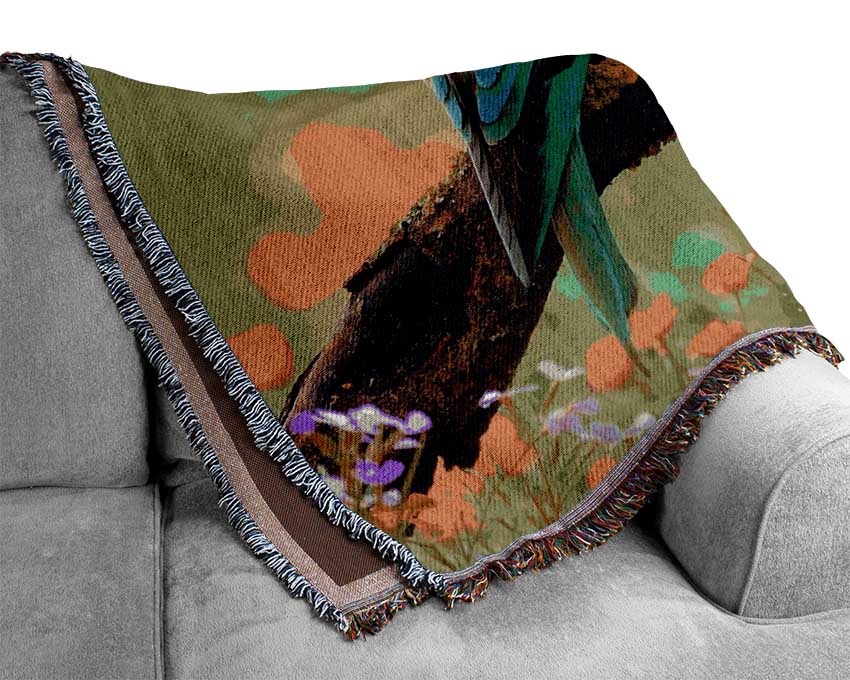 Kingfisher Wild Flowers Woven Blanket