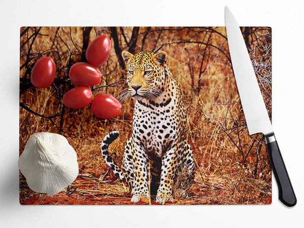Leopard Hunt Glass Chopping Board