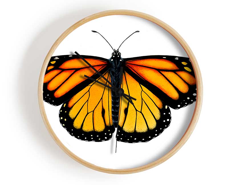 Orange Butterfly Wings Clock - Wallart-Direct UK