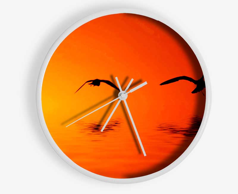 Orange Ocean Flight Clock - Wallart-Direct UK