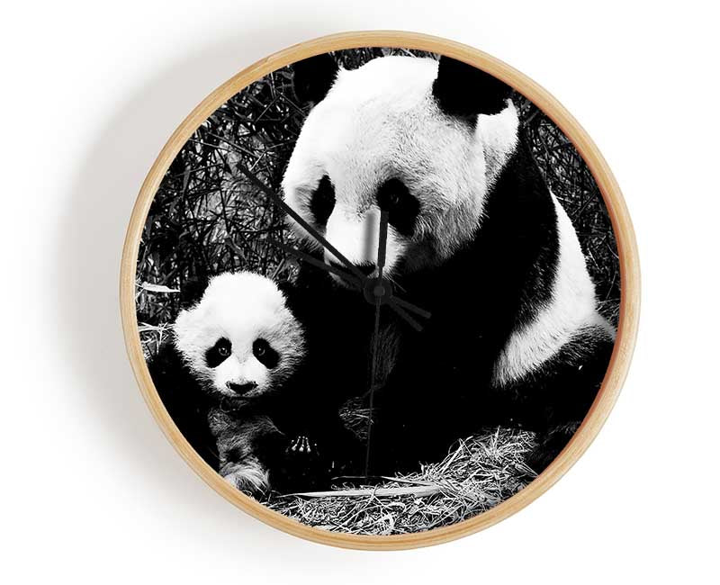 Panda Mother And Baby Clock - Wallart-Direct UK