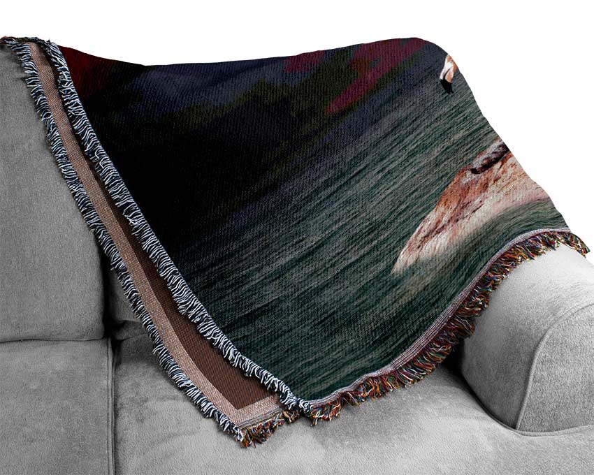 Pink Flamingo Ocean Woven Blanket