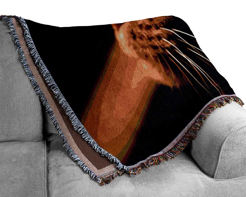Red Cat Profile Woven Blanket