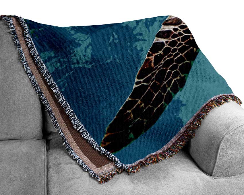 Sea Turtle Under Water Woven Blanket