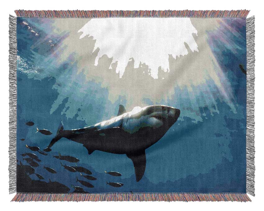 Shark In A Blaze Of Sunlight Woven Blanket