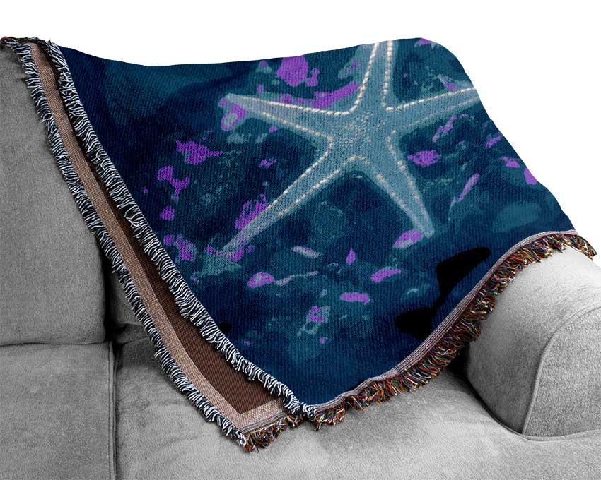 Stunning Blue Starfish Woven Blanket