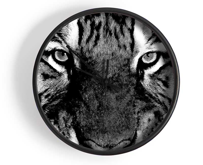 Tiger Stare B n W Clock - Wallart-Direct UK