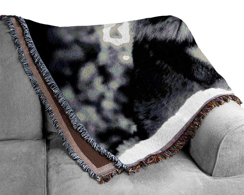 Wolf In Winter Woven Blanket