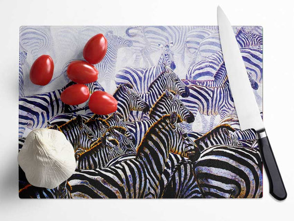 Zebra Stampede Glass Chopping Board