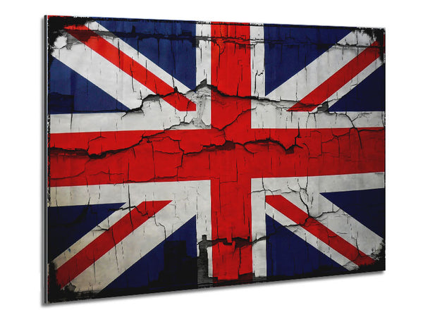 United Kingdom Flag Cracked Metal Print