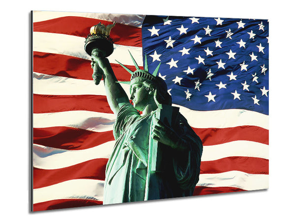 Stars And Stripes With Lady Liberty Metal Print