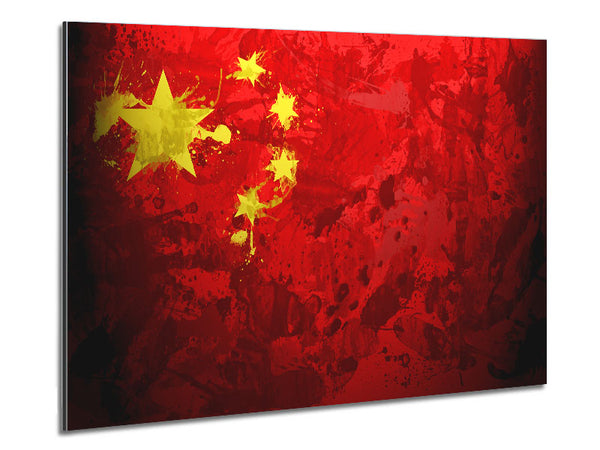 China Flag Grunge Metal Print