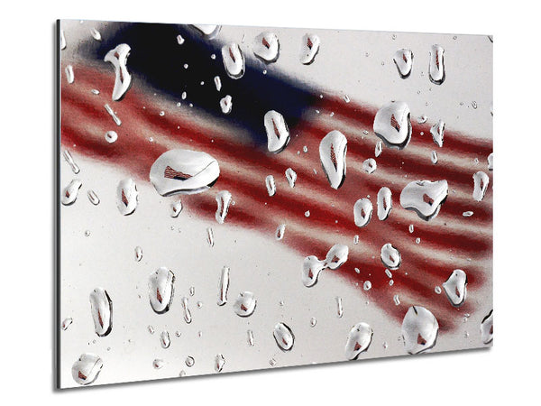 American Flag Droplet Metal Print