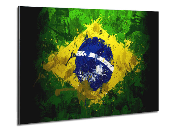 Brazilian Flag Grunge Metal Print