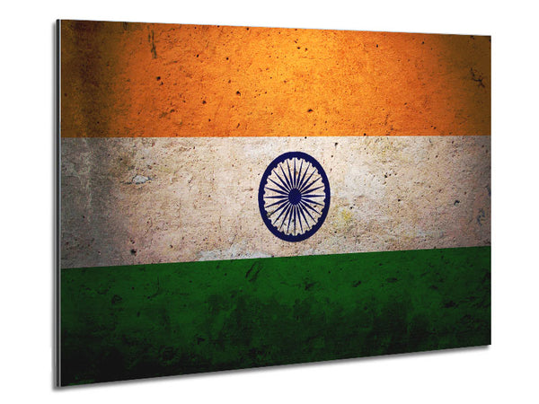 Indian Grunge Flag Metal Print