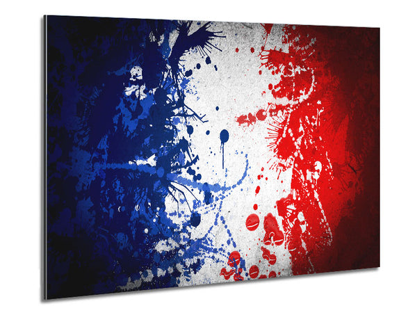 French Flag Grunge Metal Print