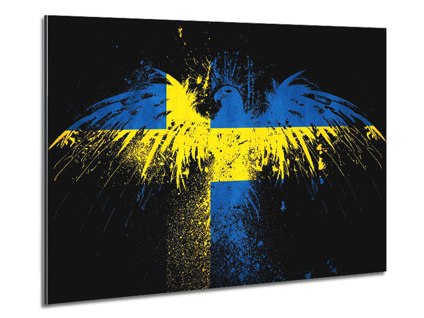 Swedish Flag Eagle Metal Print