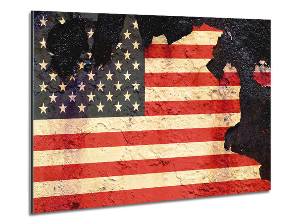 American Flag Cracked Metal Print