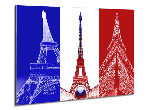 Eiffel Tower French Colours Metal Print