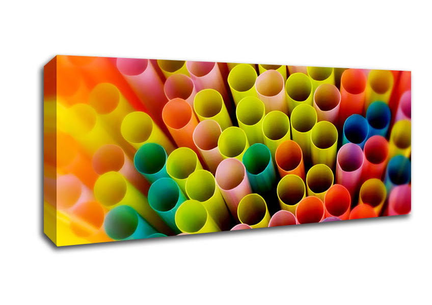 Picture of Colourful Straws Panoramic Canvas Wall Art