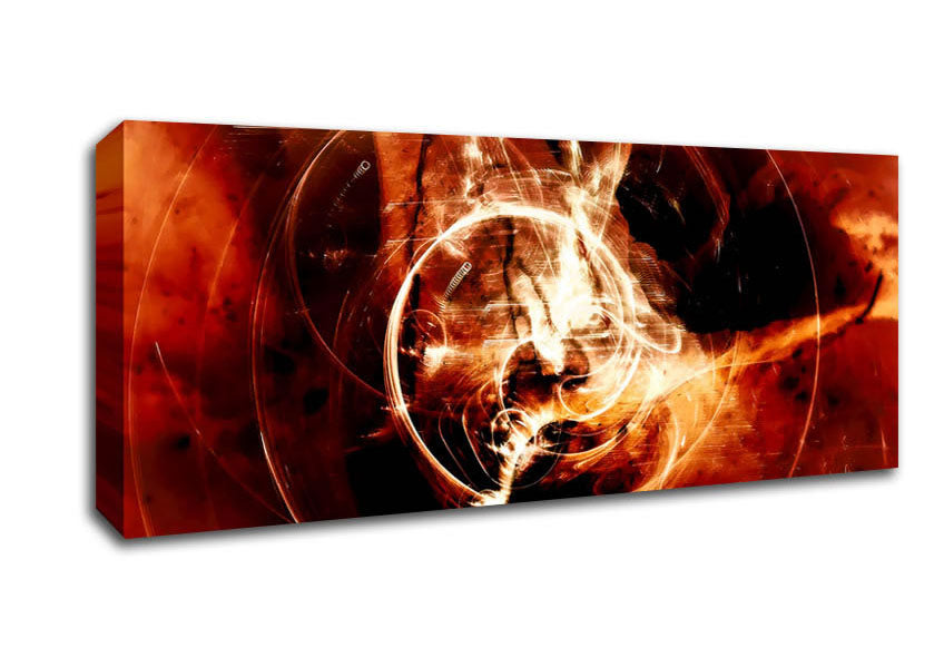 Picture of Orange Planet Of Light Panoramic Canvas Wall Art