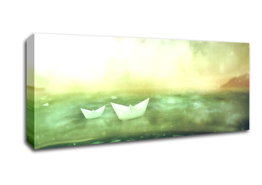 Picture of Paper Boats Panoramic Canvas Wall Art
