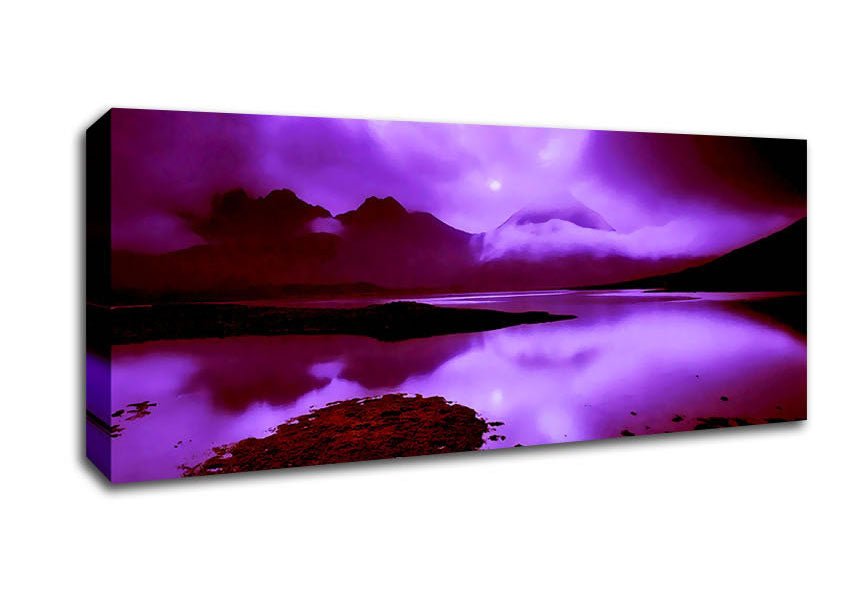 Picture of Purple Loch Dusk Panoramic Canvas Wall Art