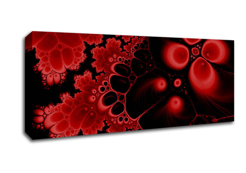 Picture of Red On Black Flourish Panoramic Canvas Wall Art