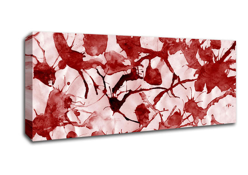 Picture of Scatter Leaves Red Panoramic Canvas Wall Art