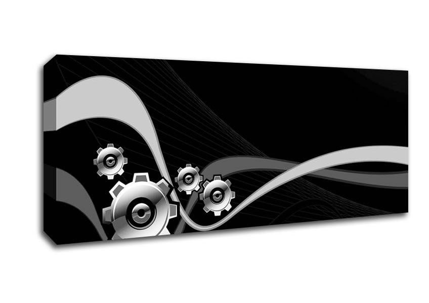 Picture of Silver Cogs Of Time Panoramic Canvas Wall Art