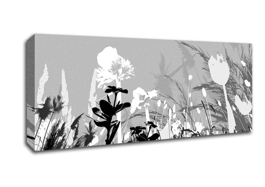 Picture of Silver Splash Flowers Panoramic Canvas Wall Art
