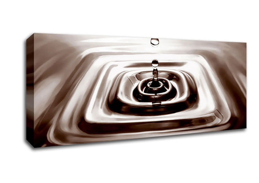 Picture of Square Water Droplet Brown Panoramic Canvas Wall Art
