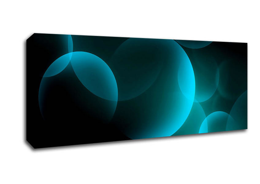 Picture of Turquoise Big Bubbles Panoramic Canvas Wall Art