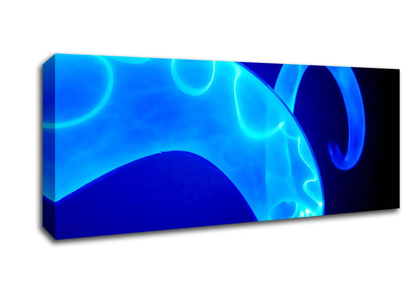 Picture of Vibrant Blue Time Lines Panoramic Canvas Wall Art