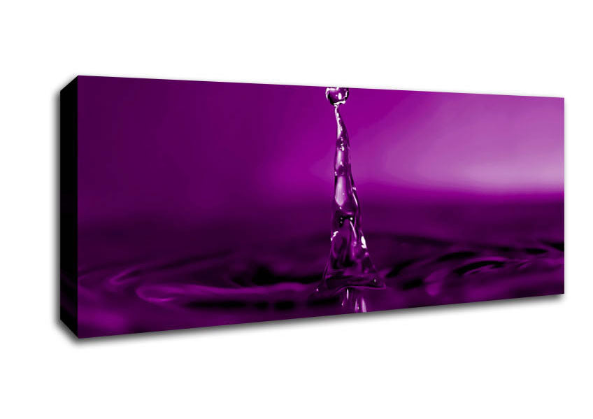 Picture of Water Drop Attention Purple Panoramic Canvas Wall Art