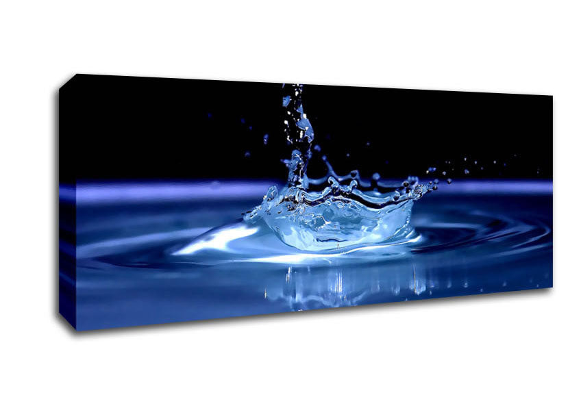 Picture of Water Splash Delight Blue Panoramic Canvas Wall Art