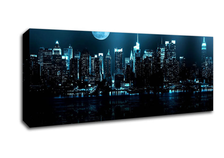 Picture of New York City Blue Moon Nights Panoramic Canvas Wall Art