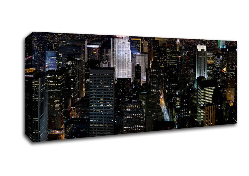 Picture of City Building Block Nights Panoramic Canvas Wall Art