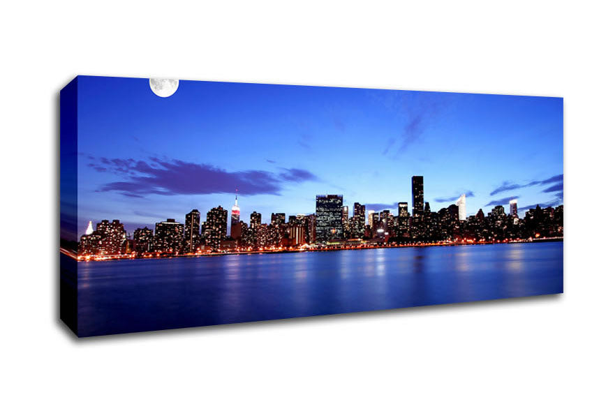 Picture of City By Moonlight Panoramic Canvas Wall Art