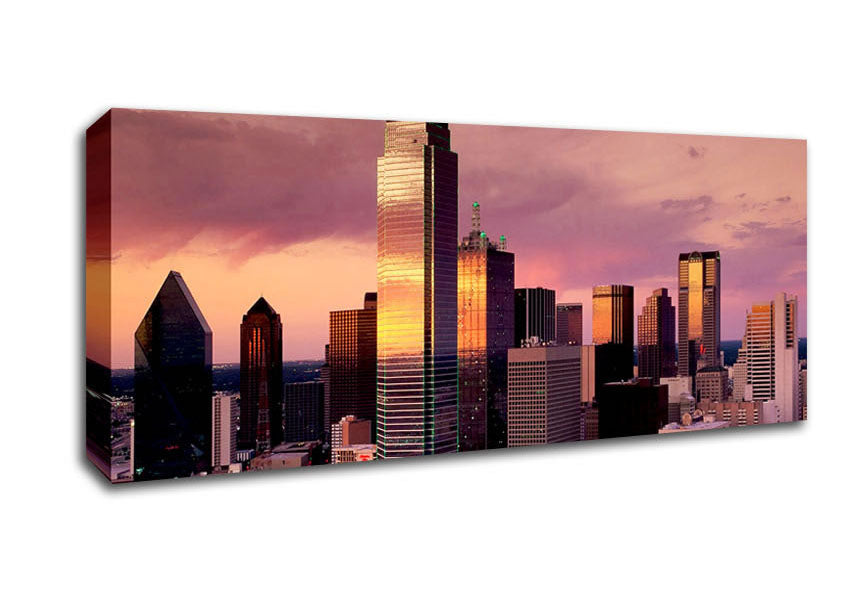 Picture of City By Sunrise Panoramic Canvas Wall Art