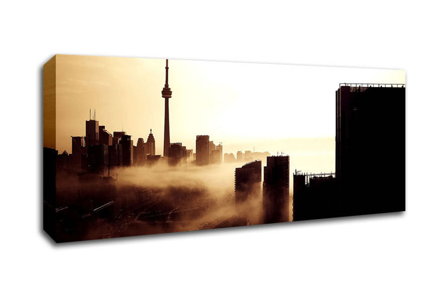 Picture of City Fog Panoramic Canvas Wall Art