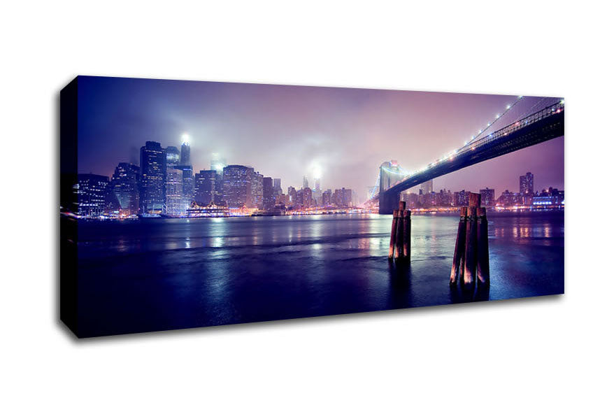 Picture of City Nights Lights Panoramic Canvas Wall Art