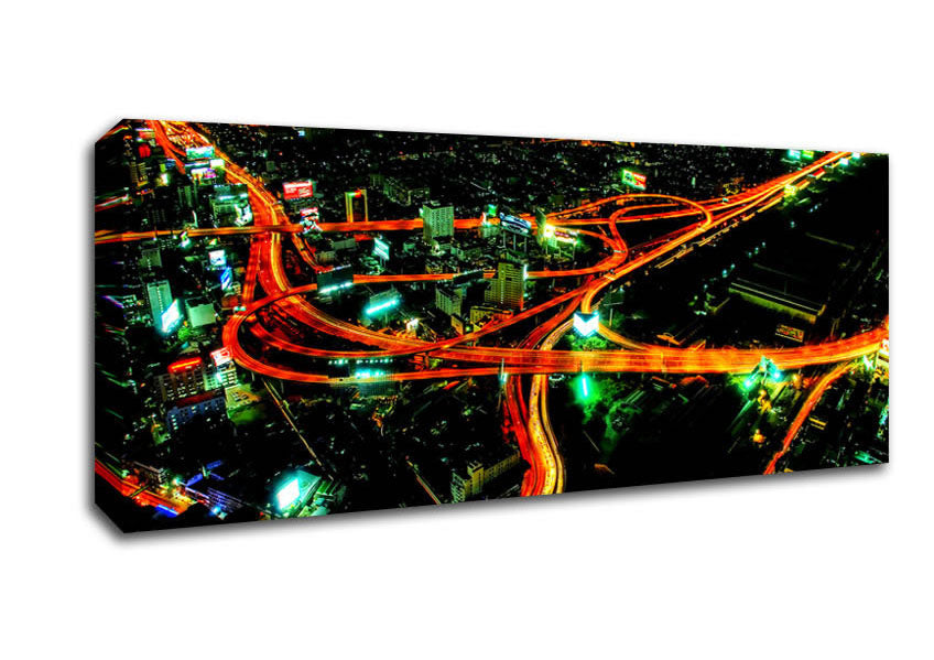 Picture of City Nightways Panoramic Canvas Wall Art