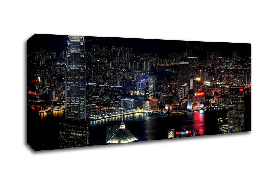 Picture of Dark night City Hong Kong Panoramic Canvas Wall Art