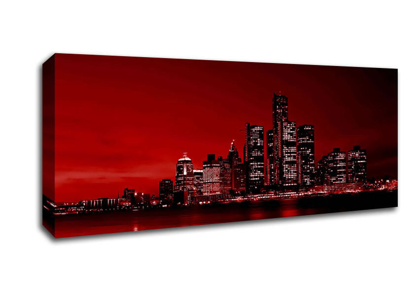 Picture of Detroit Red Nights Panoramic Canvas Wall Art