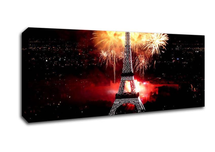 Picture of Fireworks Eiffel Tower Panoramic Canvas Wall Art